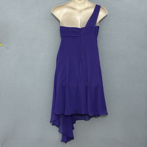 Davids Bridal Womens Dress 12 Regency Purple‎ Crinkle Chiffon One Shoulder Party - Picture 4 of 16